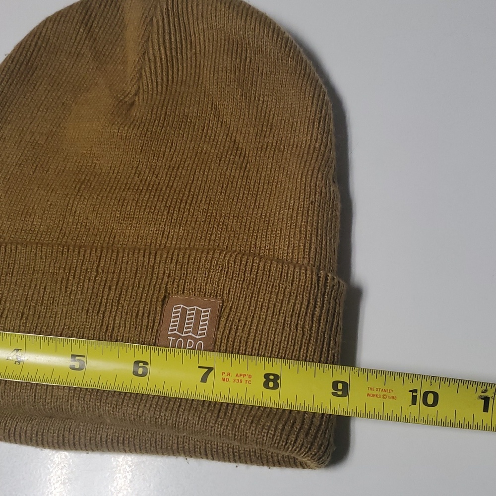 Topo Designs Beanie Winter Hat Unisex Hike Cold Weather Cap Camel Earth Toned - Picture 4 of 5